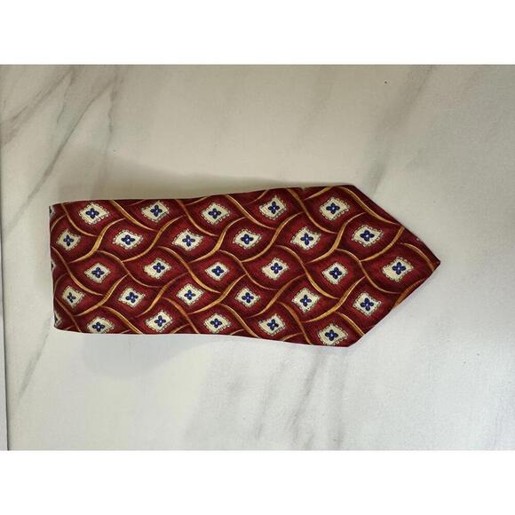 Robert Talbott Best of Class red floral geometric corpcore 100% silk necktie - Picture 1 of 4